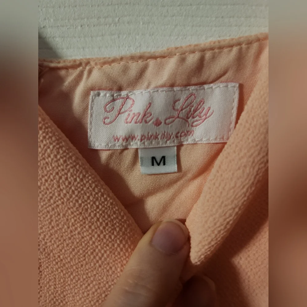 Peach Pink Lily Romper - Picture 3 of 7